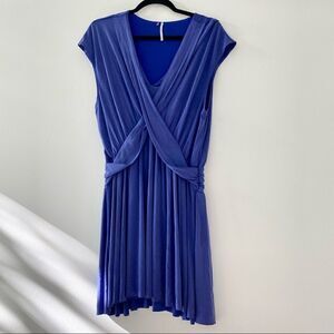 Free People Cupro Criss Cross V Cobalt Mini Dress